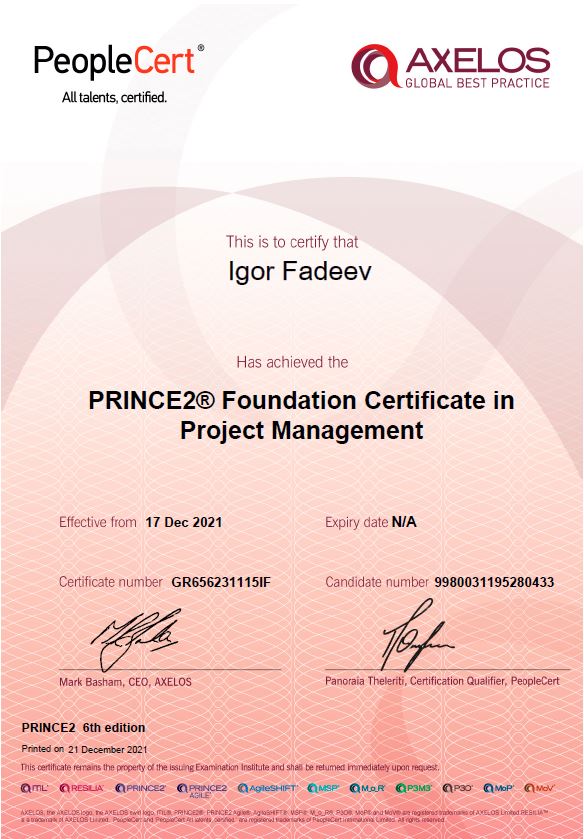 PRINCE2® Foundation in Project Management
