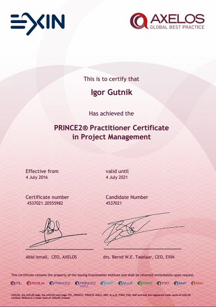 PRINCE2® Practitioner in Project Management