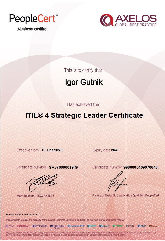 ITIL® 4 Strategic Leader