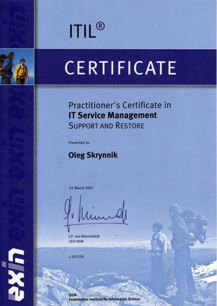 Practitioner’s Certificate in IT Service Management / Support and Restore