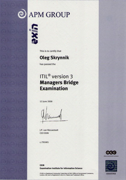 ITIL Manager's Bridge Certificate in IT Service Management