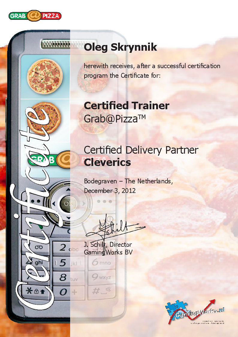 certificate os pizza